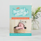 Hé! Hé! Aankondiging geboorte in blauw (Staand voorkant)