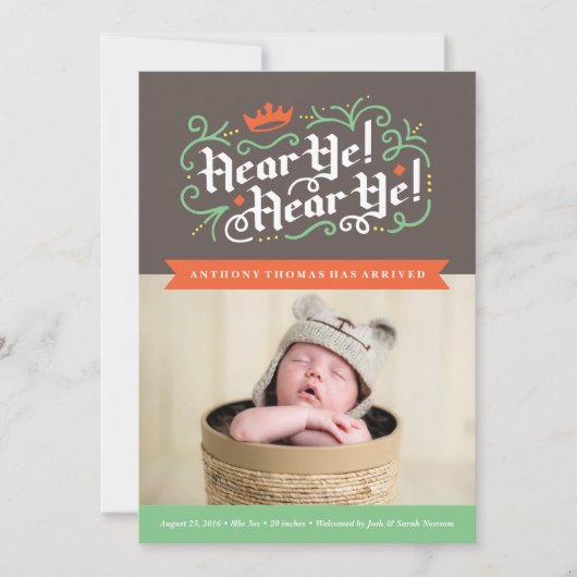 Hé! Hé! Aankondiging van de geboorte in houtskool (Voorkant)