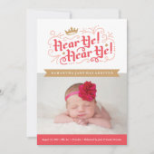 Hé! Hé! Geboorteaankondiging in Gold Aankondiging (Voorkant)