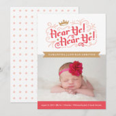 Hé! Hé! Geboorteaankondiging in Gold Aankondiging (Voorkant / Achterkant)