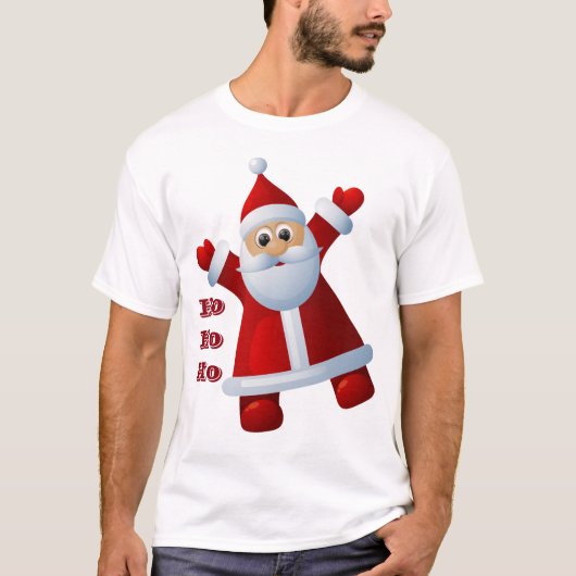 HÉ! HÉ! HÉ! Schattigee Kerstman Vrolijk Kerstfeest T-shirt (Voorkant)