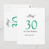 Hé, het is 30ste verjaardag groene zwarte vetgedru briefkaart (Voorkant / Achterkant)