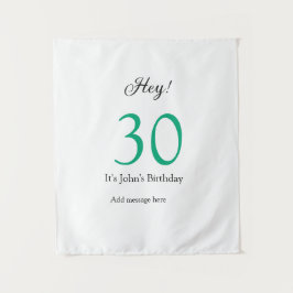 Hé, het is 30ste verjaardag groene zwarte vetgedru wandkleed