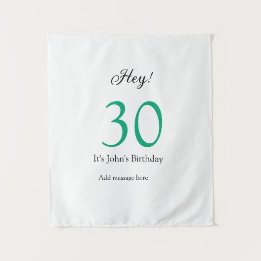 Hé, het is 30ste verjaardag groene zwarte vetgedru wandkleed (Voorkant)