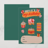 Hé, het is mijn verjaardag, uitnodiging op zondag (Voorkant / Achterkant)