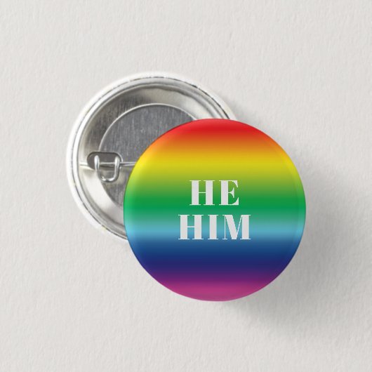 He, Him gender Pronouns rainbow gay pride flag Ronde Button 3,2 Cm (Voorkant /achterkant)