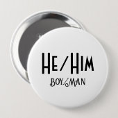HE/HIM JONGEN/MAN Ronde Witte Button (Voorkant /achterkant)