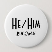 HE/HIM JONGEN/MAN Ronde Witte Button (Voorkant)