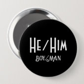 HE/HIM JONGEN/MAN Ronde Zwarte Button (Voorkant /achterkant)