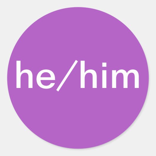 He/Him Pronoun Sticker voor naamplaatjes (Voorkant)