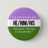 He/Him Pronouns - Genderqueer Flag Ronde Button 5,7 Cm (Voorkant)