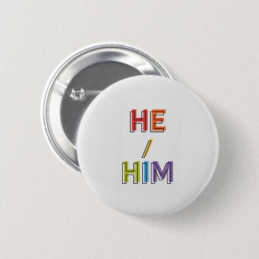 He/Him Ronde Button 5,7 Cm (Voorkant /achterkant)