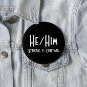 HE/HIM Sterke en zekere ronde zwarte Button (In situ)