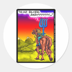 Hé Ho Zilver? Leuke Lone Ranger Parodie Cartoon Ca Ronde Sticker