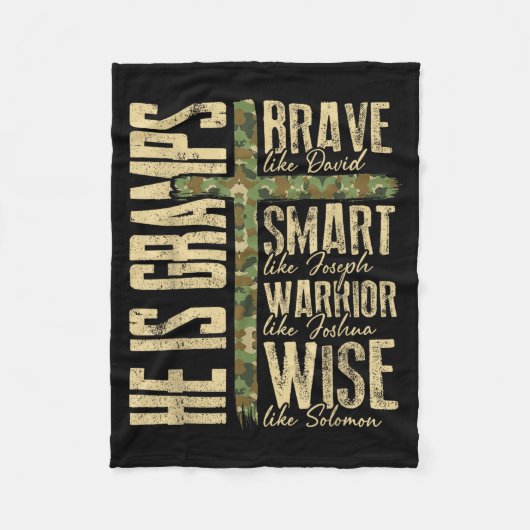 He Is Gramps Camo Religious Father's Day Christian Fleece Deken (Voorkant)