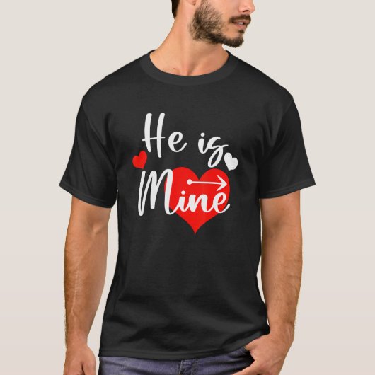 He is Mine Mens She is Mine Matching Couple Valent T-shirt (Voorkant)