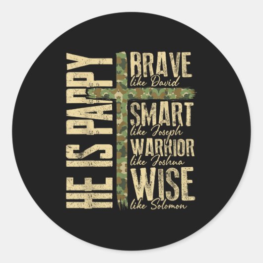 He Is Pappy Camo Religious Father's Day Christian  Ronde Sticker (Voorkant)