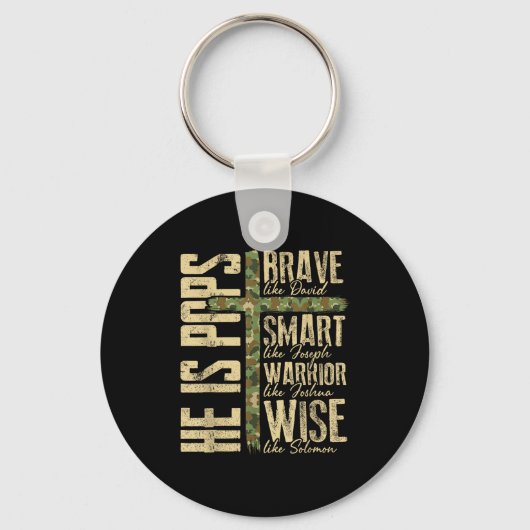 He Is Ps Camo Religious Father's Day Christian Dad Sleutelhanger (Voorkant)