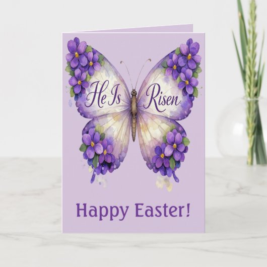 He Is Risen Butterfly Easter Card Kaart (Voorkant)
