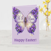 He Is Risen Butterfly Easter Card Kaart (Gele Bloem)