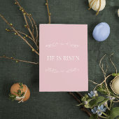 He Is Risen Christian Easter Card – Soft Pink Feestdagen Kaart