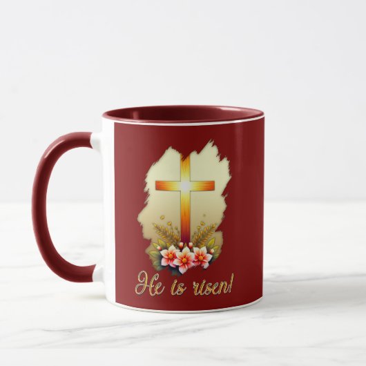 He Is Risen – Christian Easter Cross Art - caneca Mok (Links)