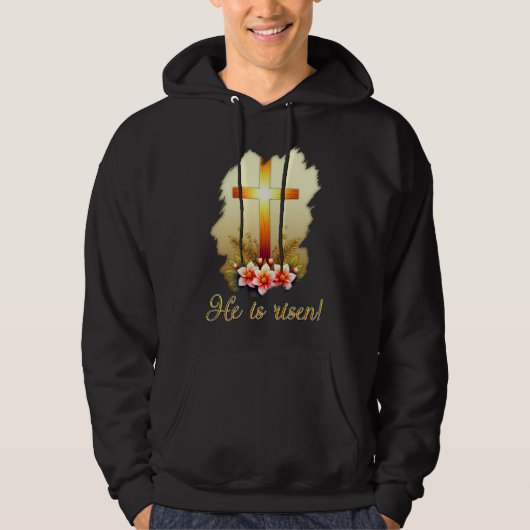 He Is Risen – Christian Easter Cross Art moletom Hoodie (Voorkant)