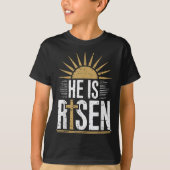 He Is Risen Christian Easter Men Women Toddler Boy T-shirt (Voorkant)