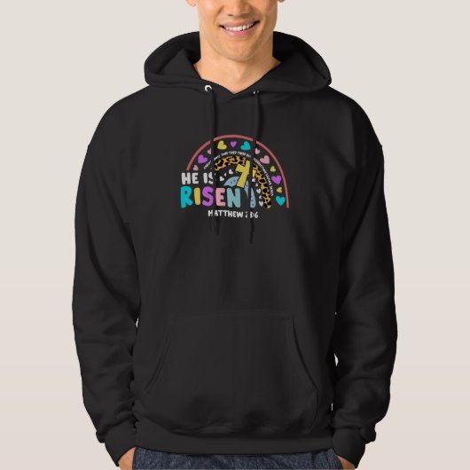 He Is Risen Christian Easter Rainbow Leopard Women Hoodie (Voorkant)