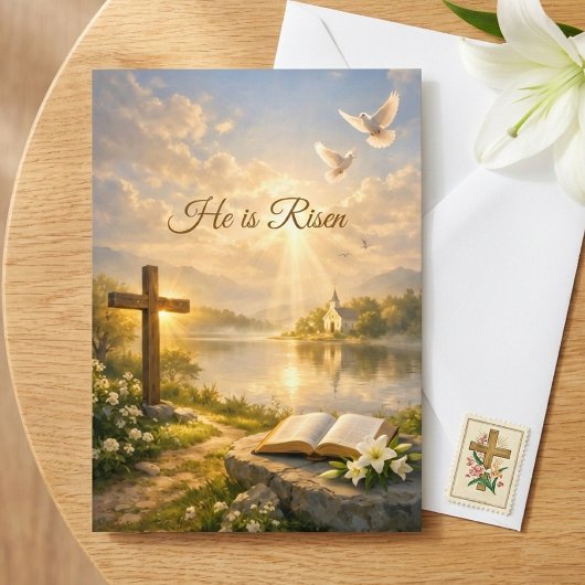 He Is Risen Christian Easter Resurrection Greeting Kaart