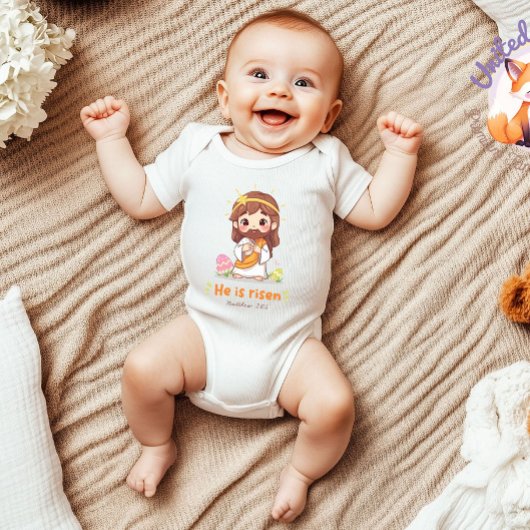 He Is Risen, Cute Jesus, Religious Easter Baby Romper