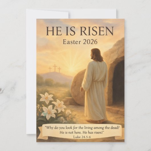 He Is Risen Easter 2026 Jesus Christian Card Feestdagenkaart (Voorkant)