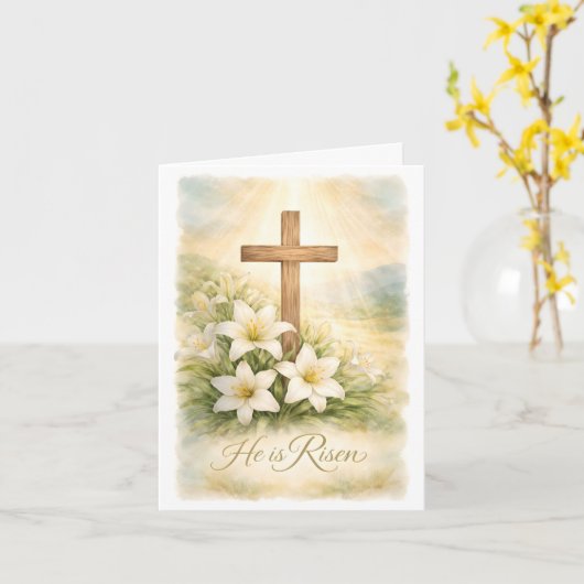 He is Risen Easter Card Kaart (Gele Bloem)