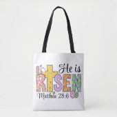He Is Risen Easter Christian Tote Bag (Voorkant)