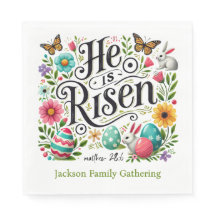 He Is Risen Easter Family Gathering Colorful