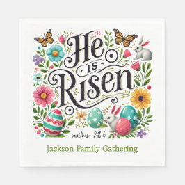 He Is Risen Easter Family Gathering Colorful Servet