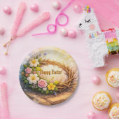 He Is Risen Easter Floral Crown of Thorns Papieren Bordje (Feest)