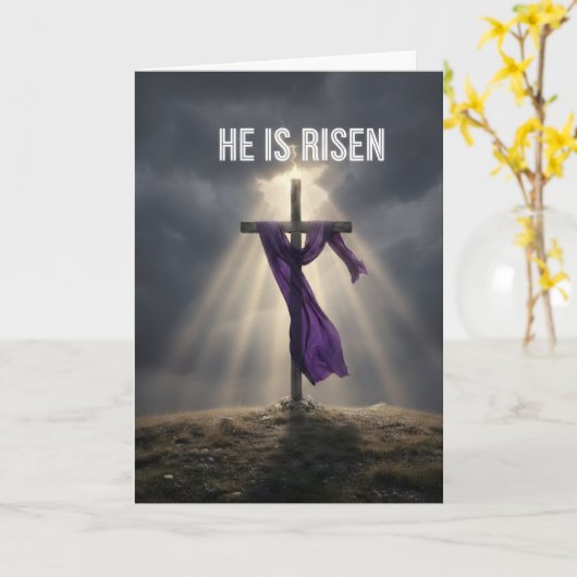 He is Risen! Easter greeting card Kaart (Gele Bloem)