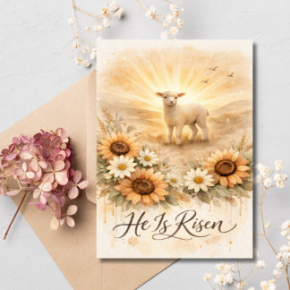 He is Risen Easter Lamb Christian Religious  Feestdagenkaart
