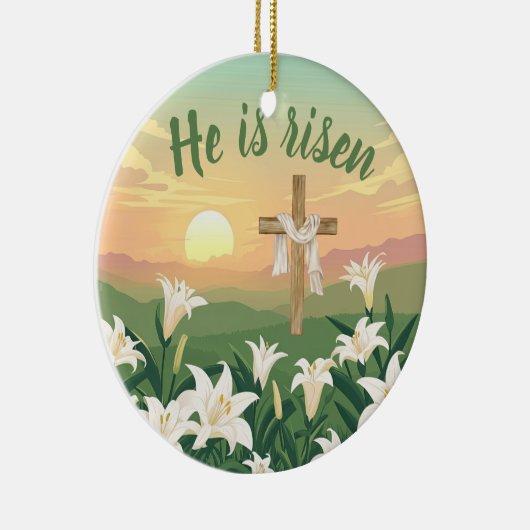 He is Risen Easter Sunrise Personalized Ornament (Rechts)