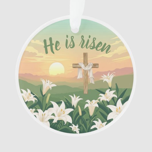 He is Risen Easter Sunrise Personalized Ornament (voorkant)