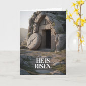 He Is Risen Empty Tomb Christian Easter Card Kaart (Gele Bloem)