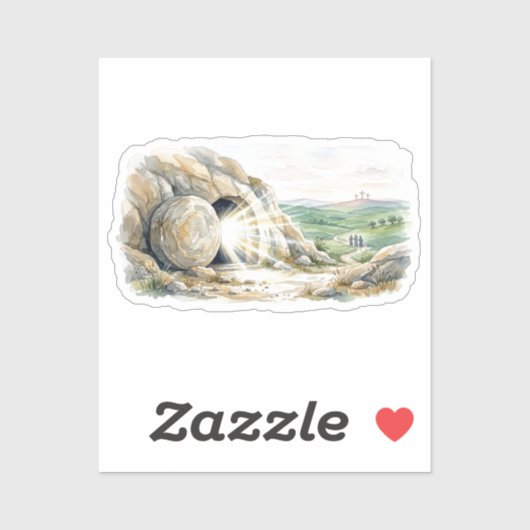 He Is Risen Empty Tomb Easter Cross Sticker (Vel)