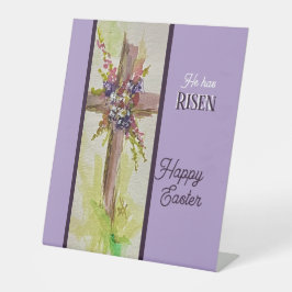 He is Risen Flat Note Card Reclamebord Met Voetstuk
