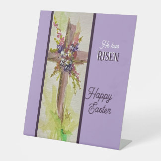 He is Risen Flat Note Card Reclamebord Met Voetstuk