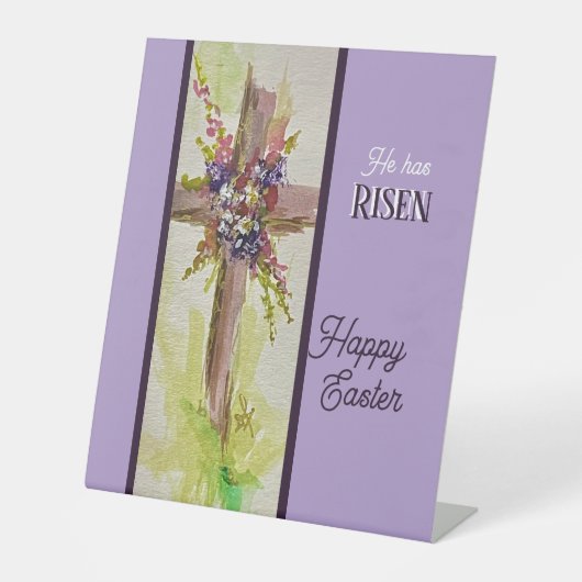 He is Risen Flat Note Card Reclamebord Met Voetstuk (Voorkant)