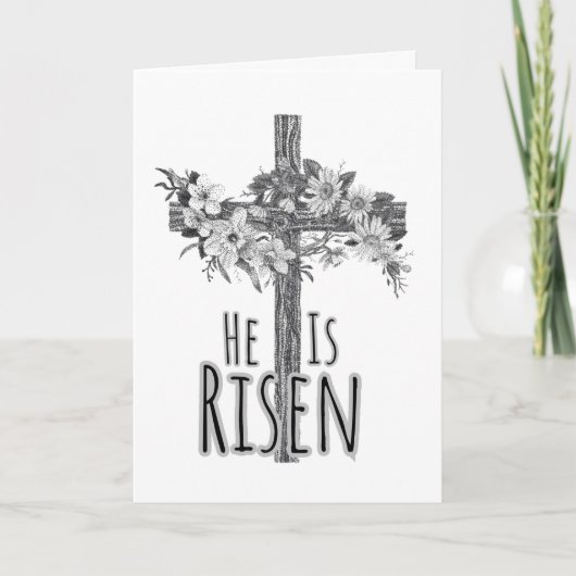 He Is Risen Floral Cross Card Kaart (Voorkant)