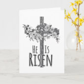 He Is Risen Floral Cross Card Kaart (Gele Bloem)