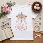 He Is Risen Floral Cross Tri-Blend Shirt