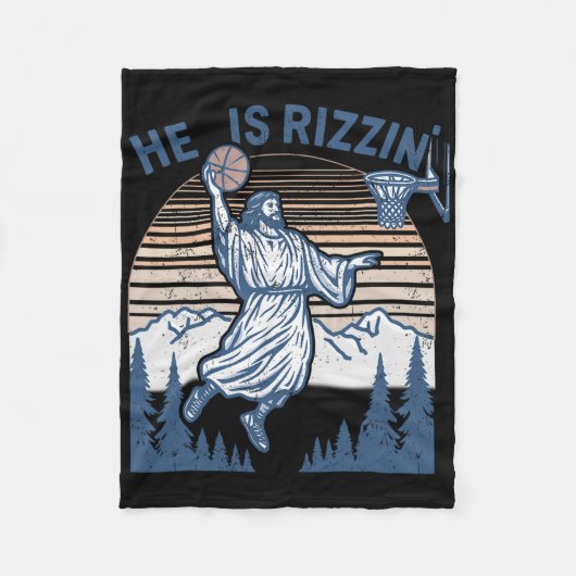 He Is Risen Funny Easter Jesus Playing Sketll Mens Fleece Deken (Voorkant)